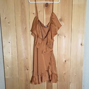 Tobi Tan Ruffle Mini Dress